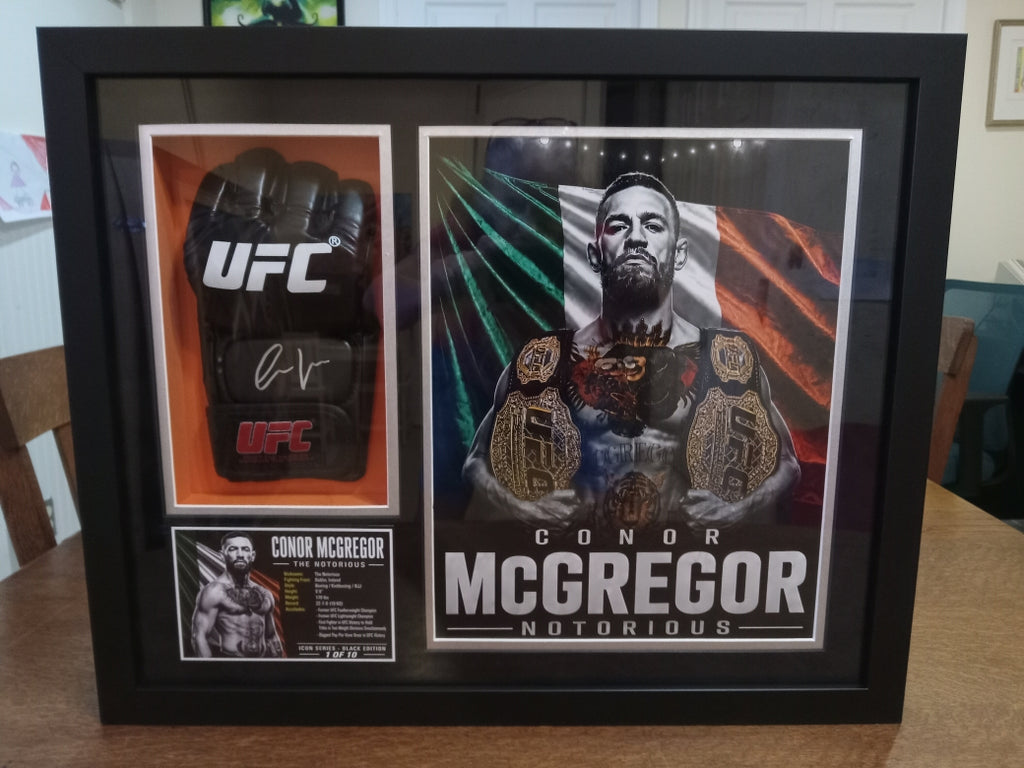 Conor McGregor Signed UFC Glove Shadow Box COA Icon Black 1/10 Custom Art