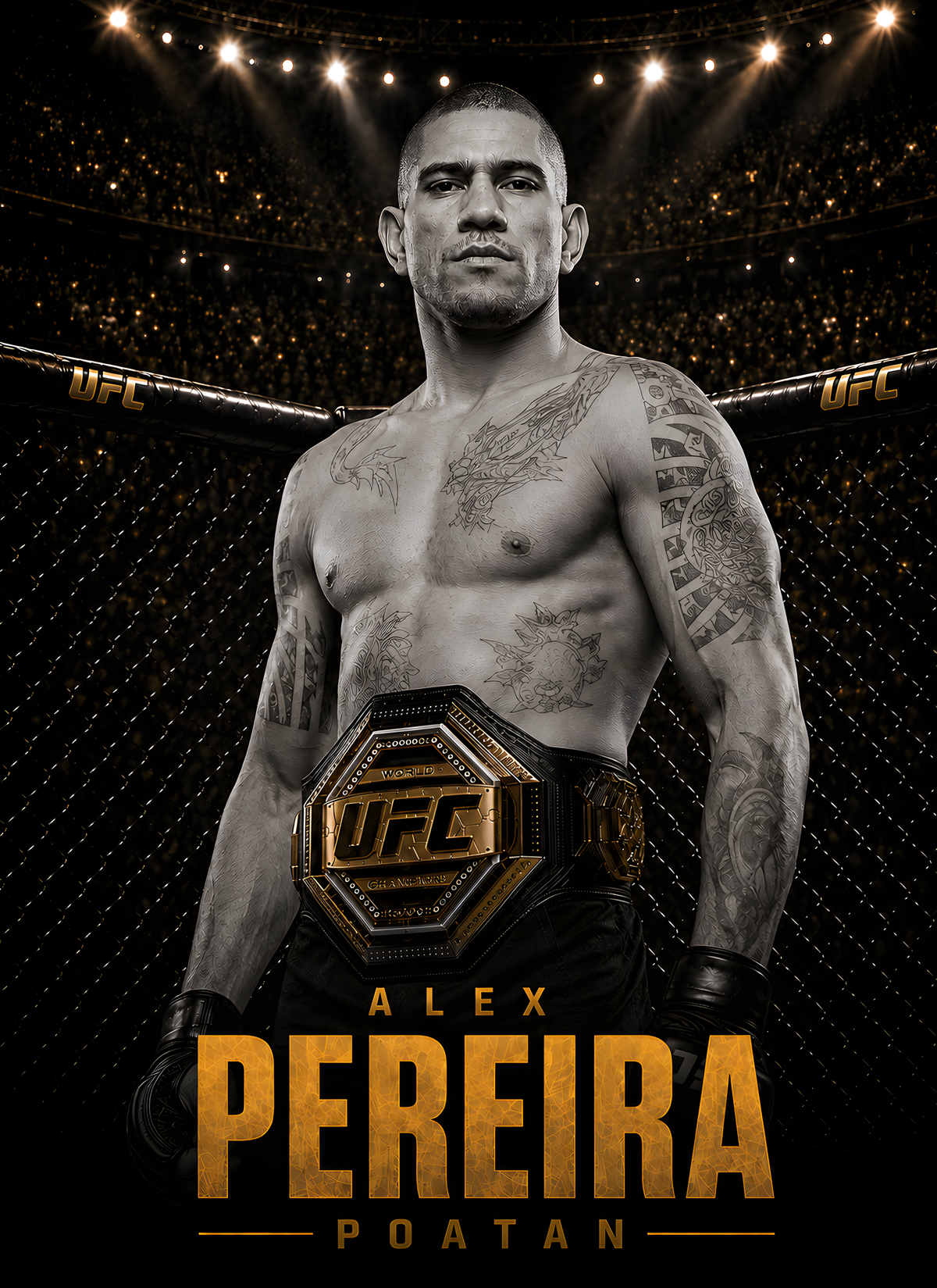 Alex Pereira Signed Gold UFC Glove Beckett Authenticated – Champion Gold Series Limited Edition 1 of 10