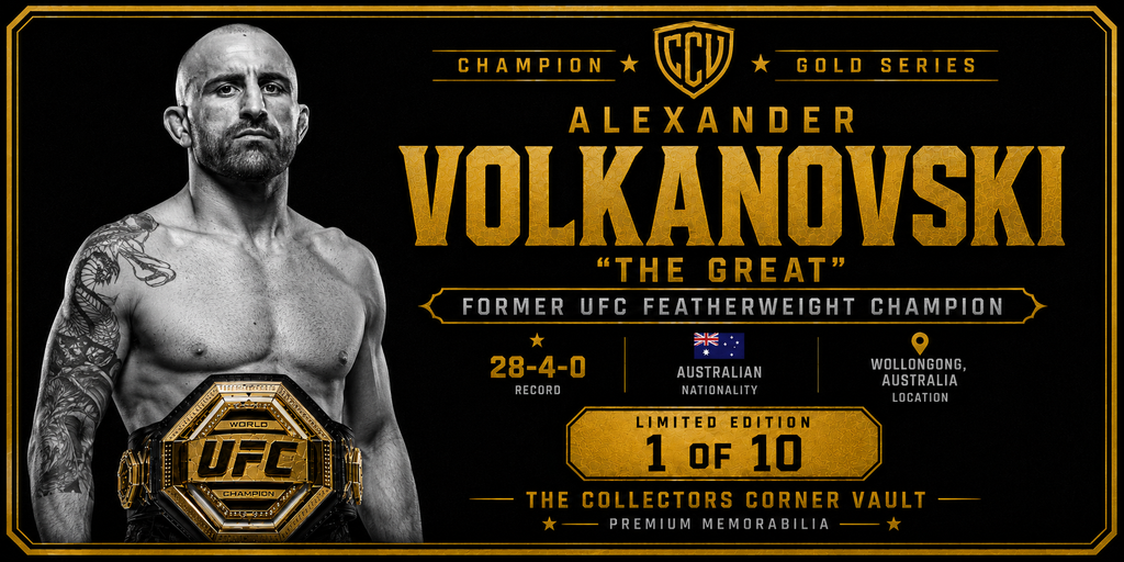 Alexander Volkanovski Champion Gold Series biography plate marked Limited Edition 1 of 10.