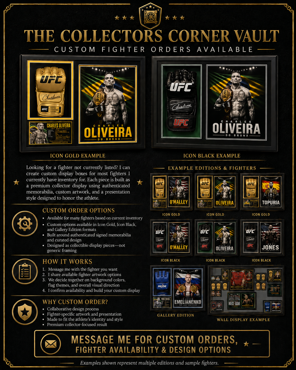 CHARLES OLIVEIRA Signed UFC Glove Shadow Box BAS Gallery Ed 18x14 Custom art