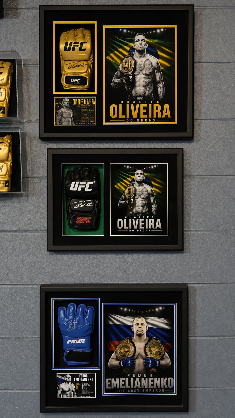 CHARLES OLIVEIRA Signed UFC Glove Shadow Box BAS Gallery Ed 18x14 Custom art