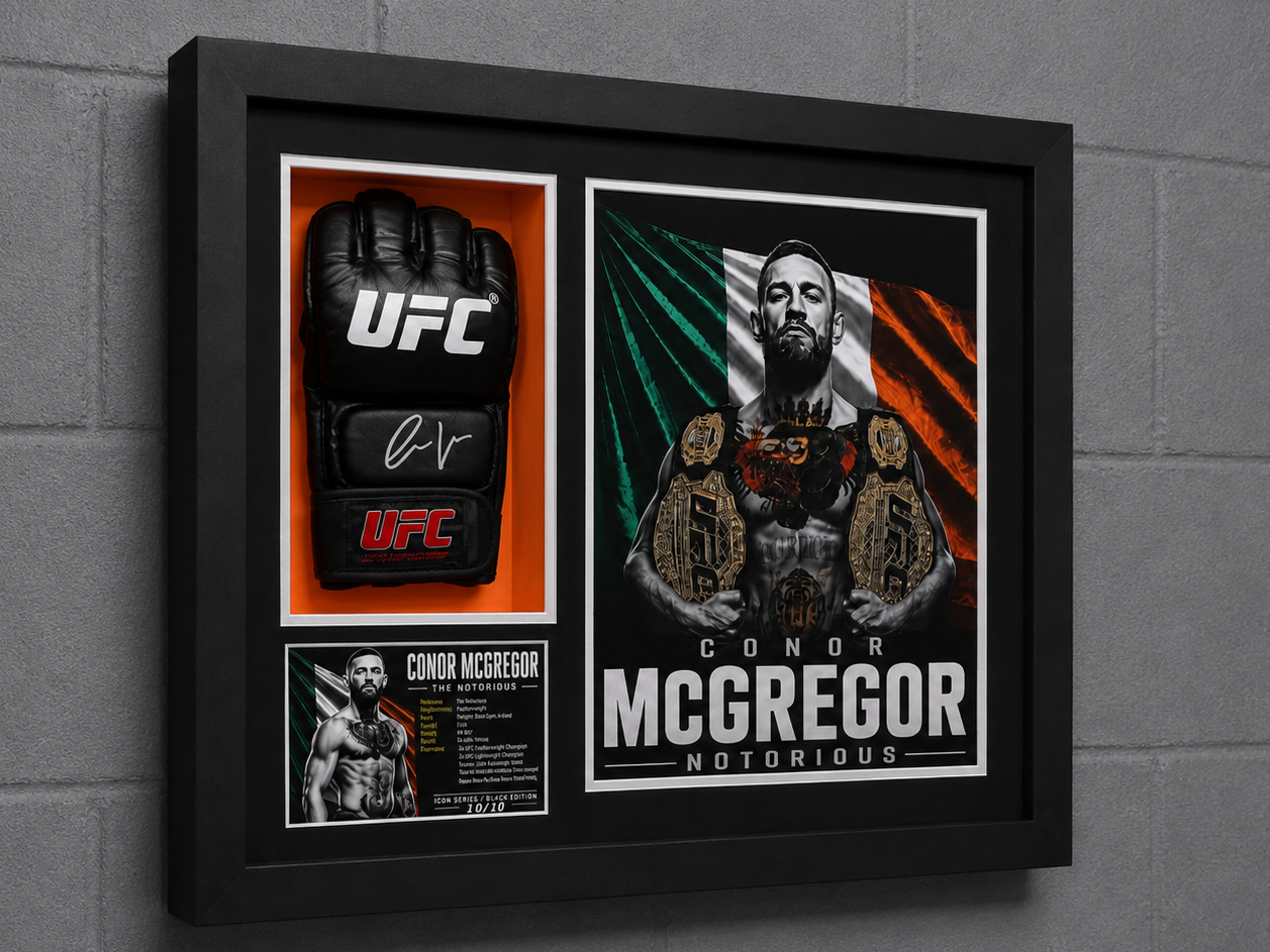 Conor McGregor Signed UFC Glove Shadow Box COA Icon Black 1/10 Custom Art