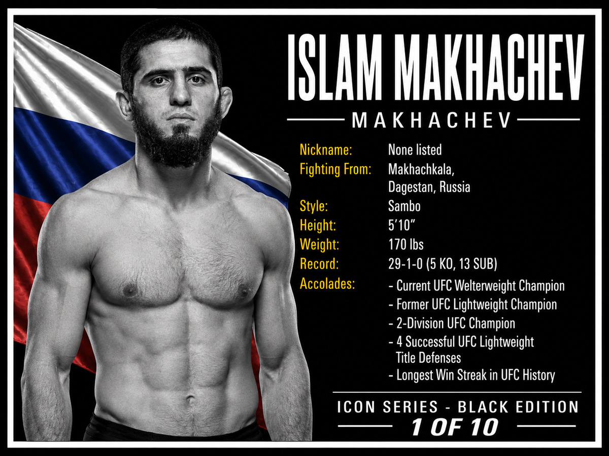 Islam Makhachev Signed UFC Glove Shadow Box – Beckett BAS | Icon Black 1/10