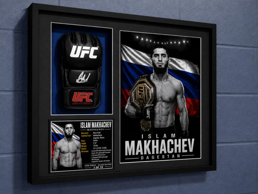 Islam Makhachev Signed UFC Glove Shadow Box – Beckett BAS | Icon Black 1/10