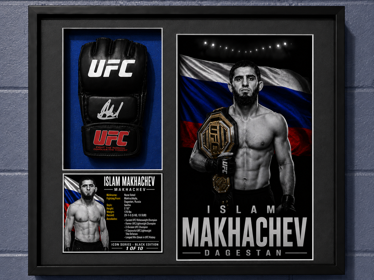 Islam Makhachev Signed UFC Glove Shadow Box – Beckett BAS | Icon Black 1/10