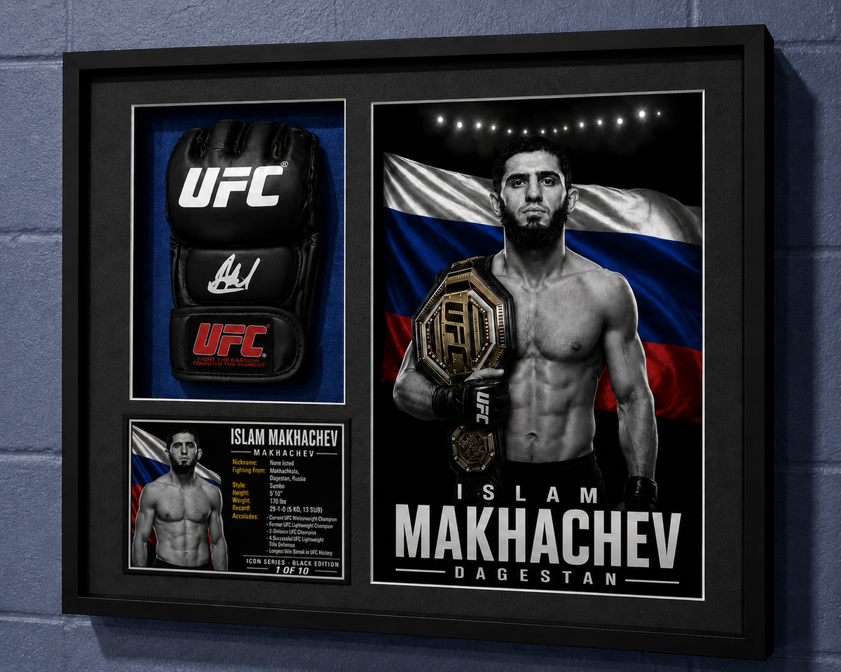 Islam Makhachev Signed UFC Glove Shadow Box – Beckett BAS | Icon Black 1/10