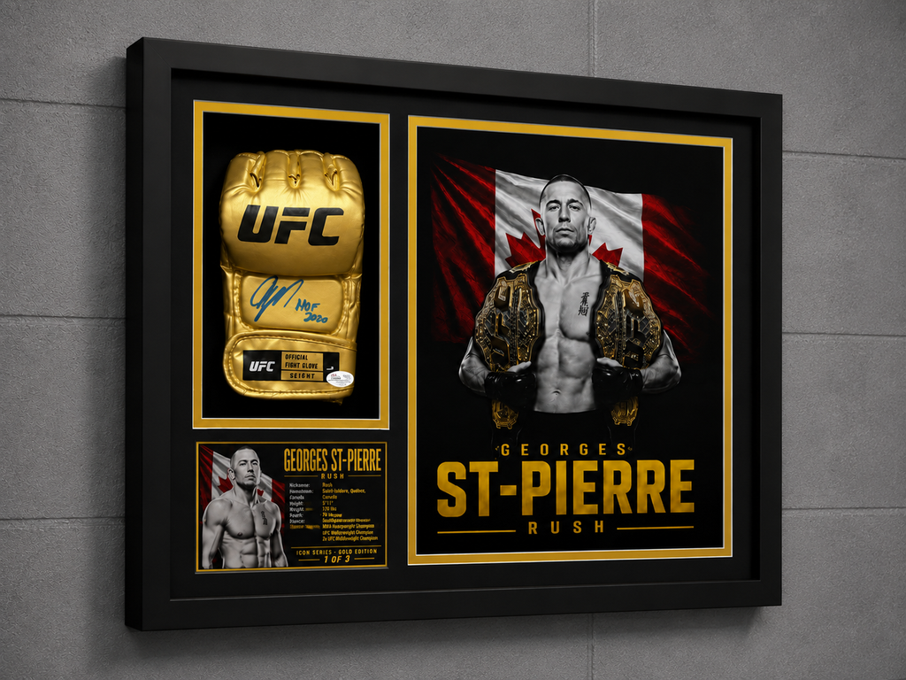 Georges St-Pierre “Rush” Signed UFC Glove — Icon Gold Series 1 of 3
