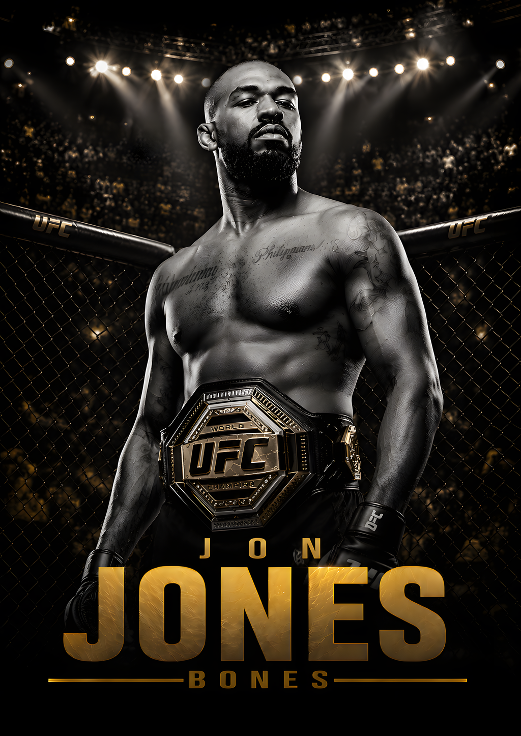Jon Jones Signed Gold UFC Glove Beckett Authenticated Champion Gold Series Shadow Box – Limited Edition 1 of 10