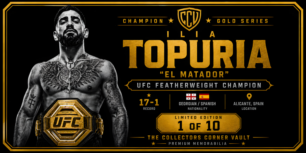 Ilia Topuria Signed Gold UFC Glove JSA Authenticated – Champion Gold Series Limited Edition 1 of 10
