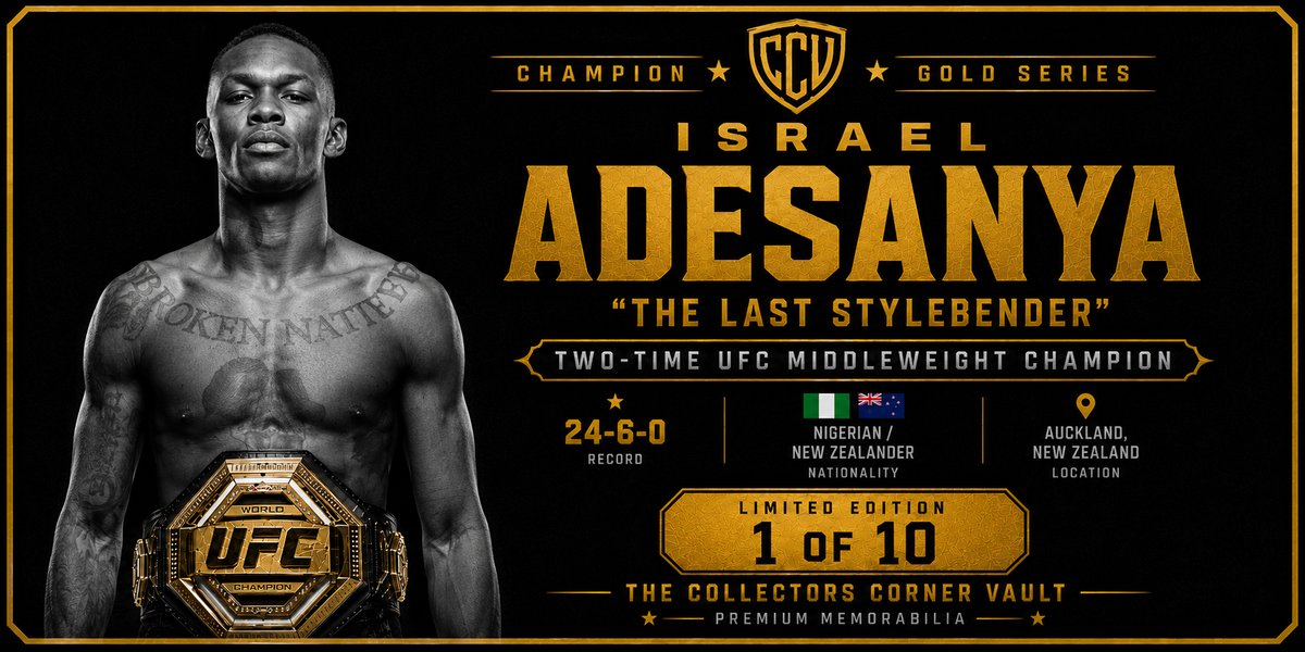Israel Adesanya Signed Gold UFC Glove Beckett Champion Gold Series Limited 1/10