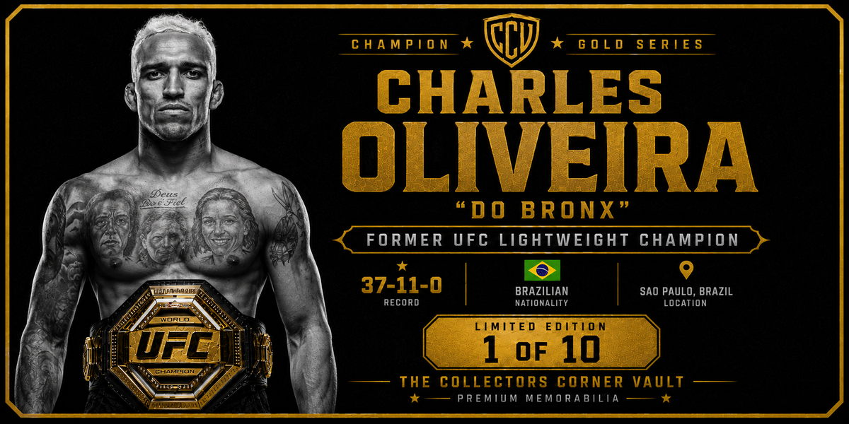 Charles Oliveira Signed Gold UFC Glove Do Bronx JSA Champion Gold Series Limited 1/10