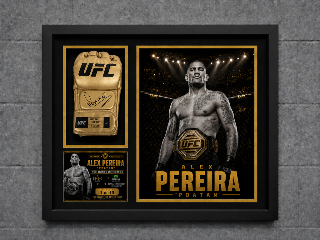 Alex Pereira Signed Gold UFC Glove Beckett Authenticated – Champion Gold Series Limited Edition 1 of 10