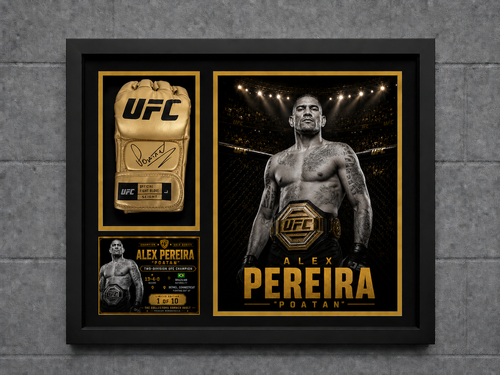 Alex Pereira Signed Gold UFC Glove Beckett Authenticated – Champion Gold Series Limited Edition 1 of 10