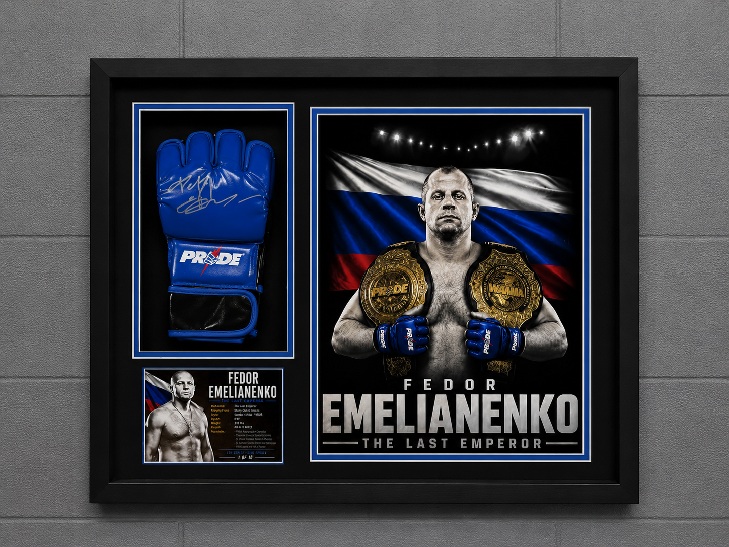 Fedor Emelianenko Signed PRIDE FC Glove Shadow Box | MMA Legend | Limited 1/10