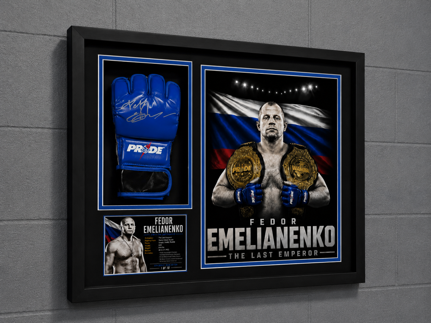Fedor Emelianenko Signed PRIDE FC Glove Shadow Box | MMA Legend | Limited 1/10