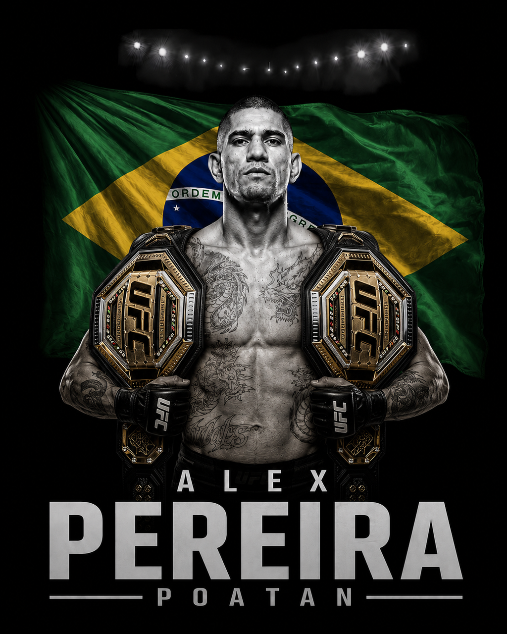 Alex Pereira Poatan Brazilian UFC championship artwork for Icon Black Series display