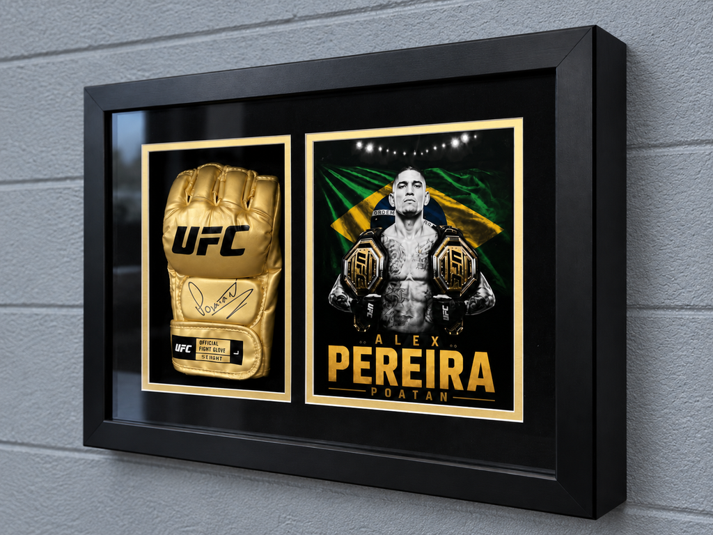 Alex Pereira Signed Gold UFC Glove – Beckett Authenticated Gallery Gold Display