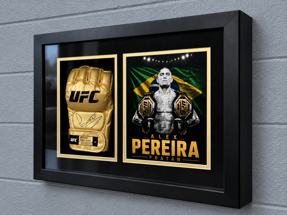 Alex Pereira Signed Gold UFC Glove – Beckett Authenticated Gallery Gold Display
