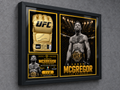Conor McGregor Champion Gold Series shadow box featuring a PSA/DNA-authenticated signed gold UFC glove and custom championship artwork.