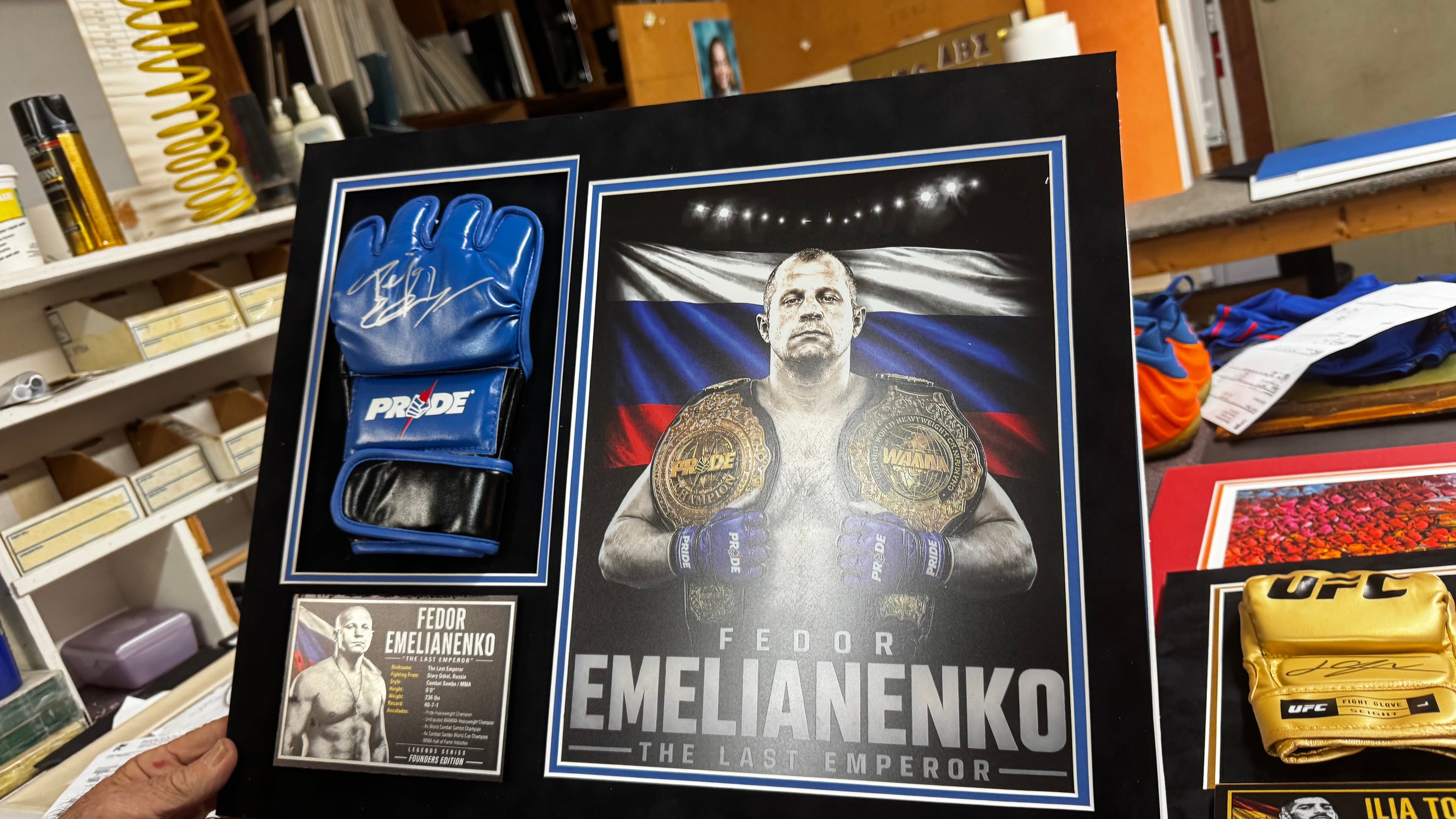 Fedor Emelianenko Signed PRIDE FC Glove Shadow Box | MMA Legend | Limited 1/10