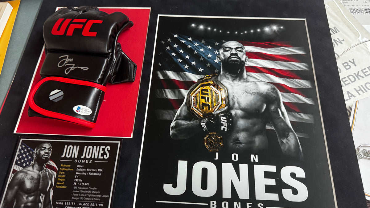 Jon Jones Signed UFC Glove Shadow Box – Beckett BAS | Icon Black 1/10