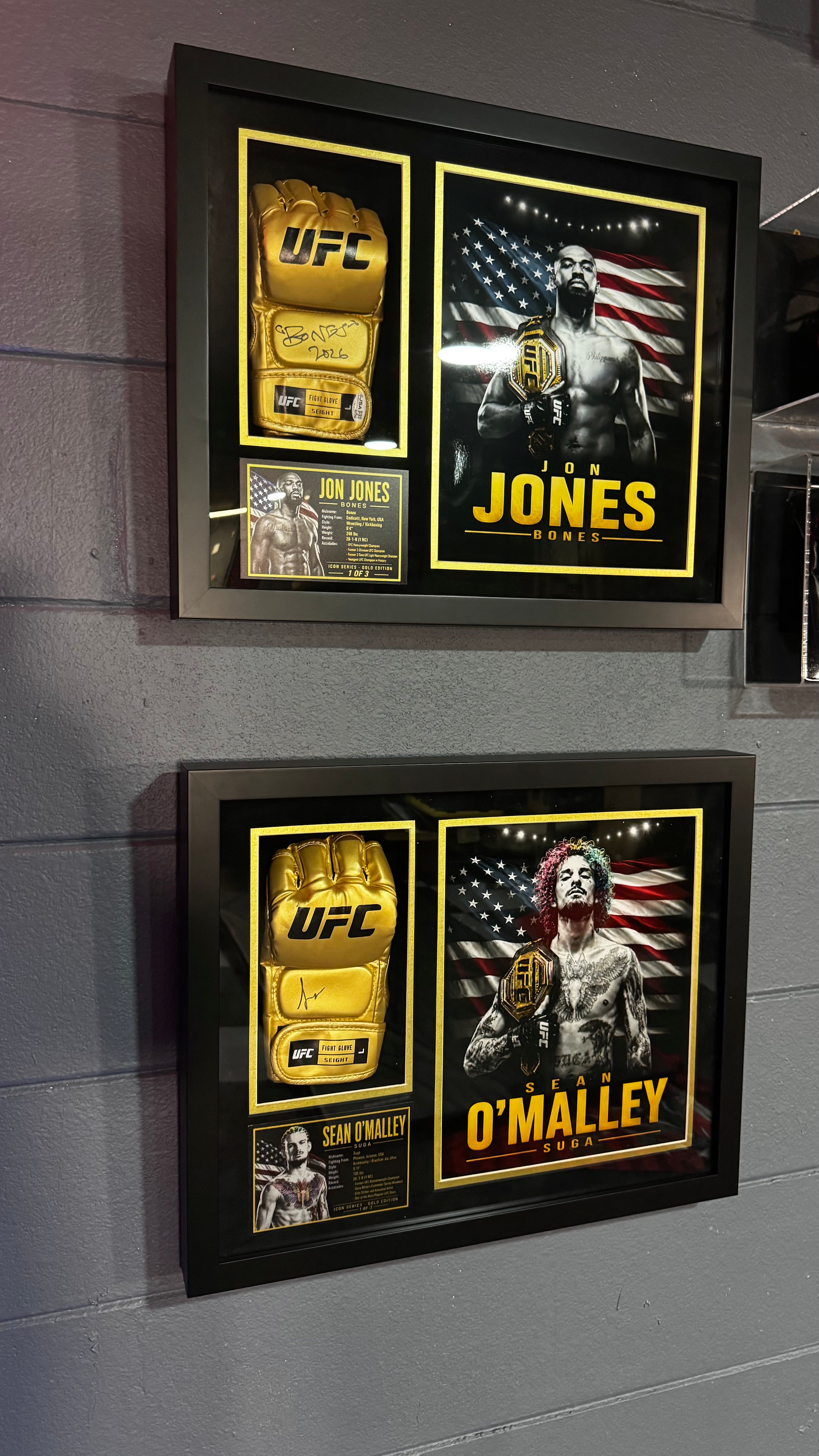 Sean O'Malley Signed Gold UFC Glove Shadow Box Autograph JSA COA 1/3 Custom Art