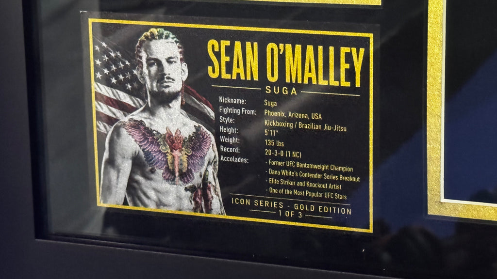 Sean O'Malley Signed Gold UFC Glove Shadow Box Autograph JSA COA 1/3 Custom Art