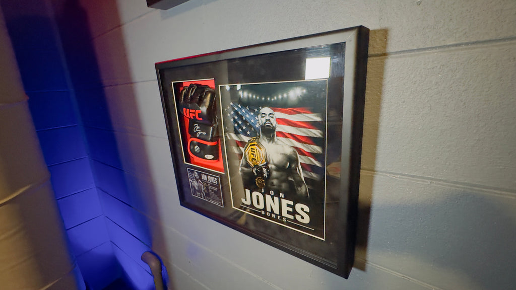 Jon Jones Signed Black UFC Glove Shadow Box Autograph Beckett COA Limited Ed.