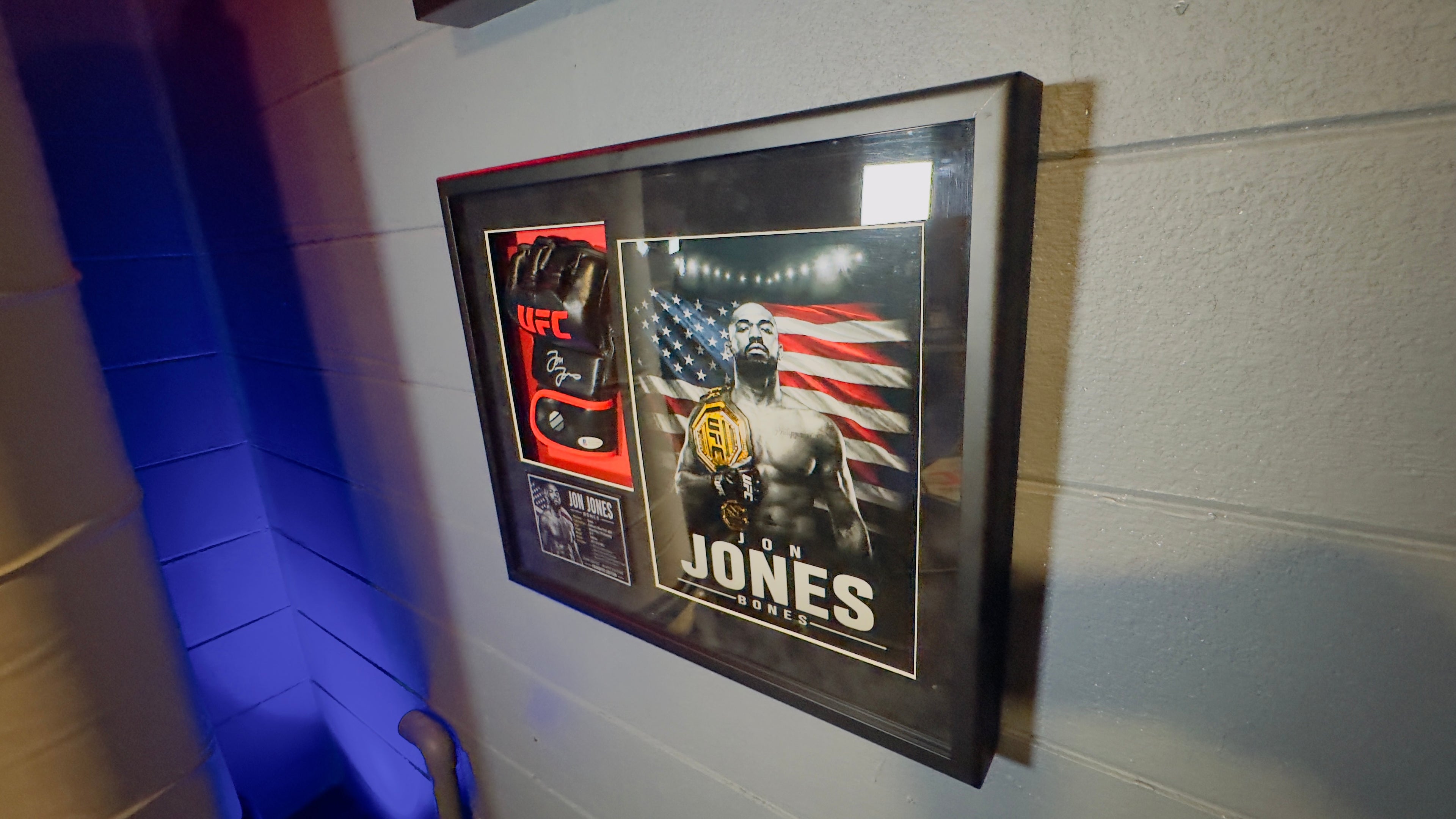 Jon Jones Signed Black UFC Glove Shadow Box Autograph Beckett COA Limited Ed.