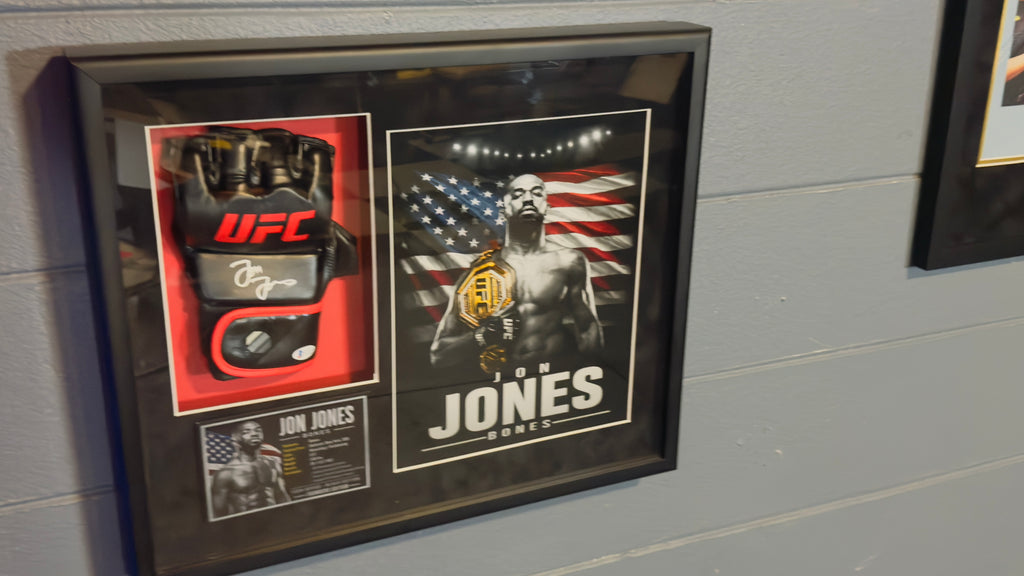 Jon Jones Signed Black UFC Glove Shadow Box Autograph Beckett COA Limited Ed.