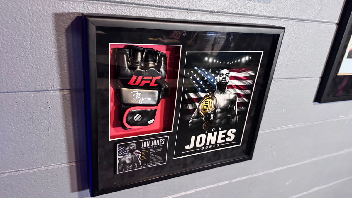 Jon Jones Signed UFC Glove Shadow Box – Beckett BAS | Icon Black 1/10