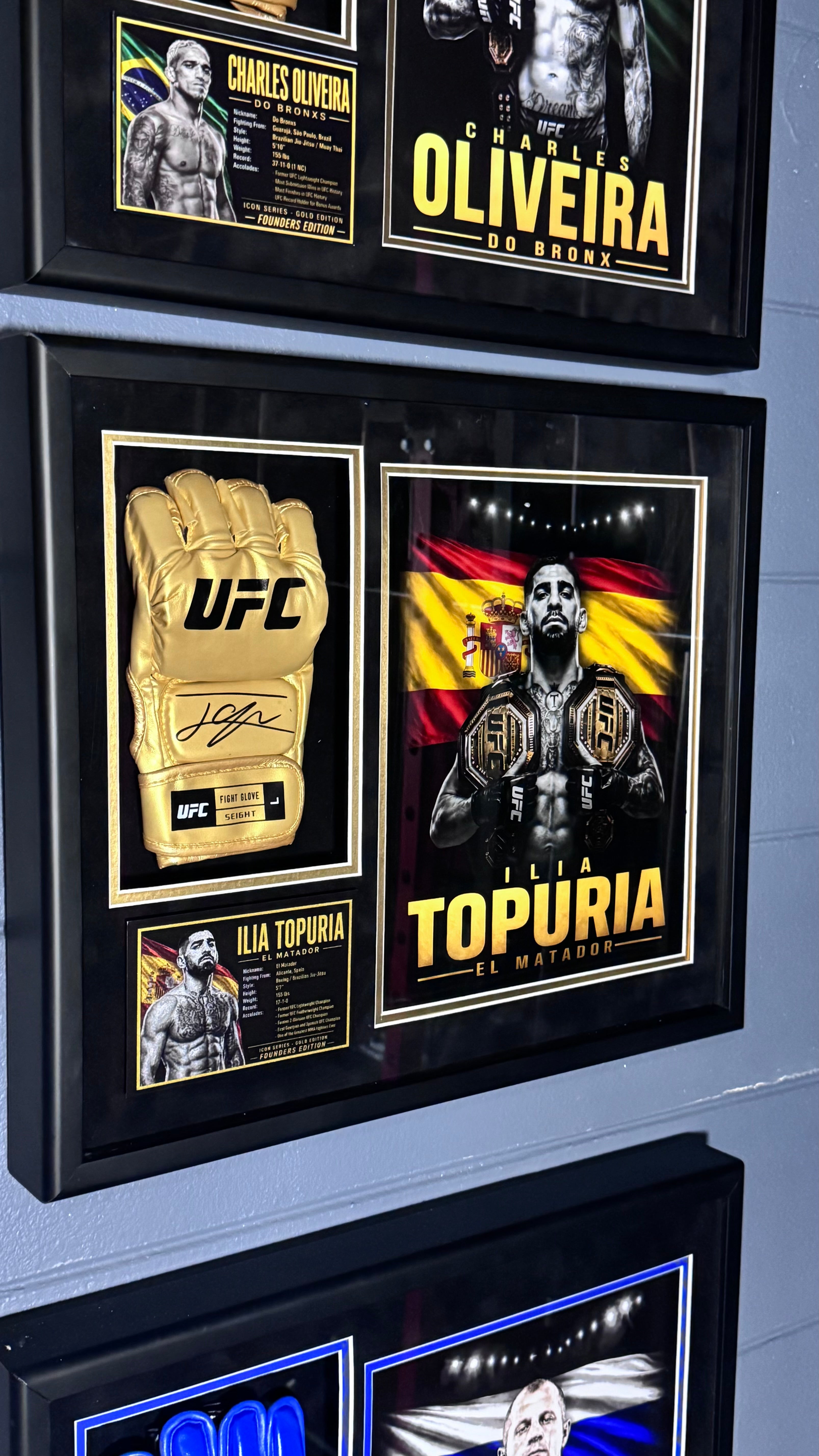 Ilia Topuria Signed Gold UFC Glove Shadow Box JSA | Icon Gold | Limited Edition of 3