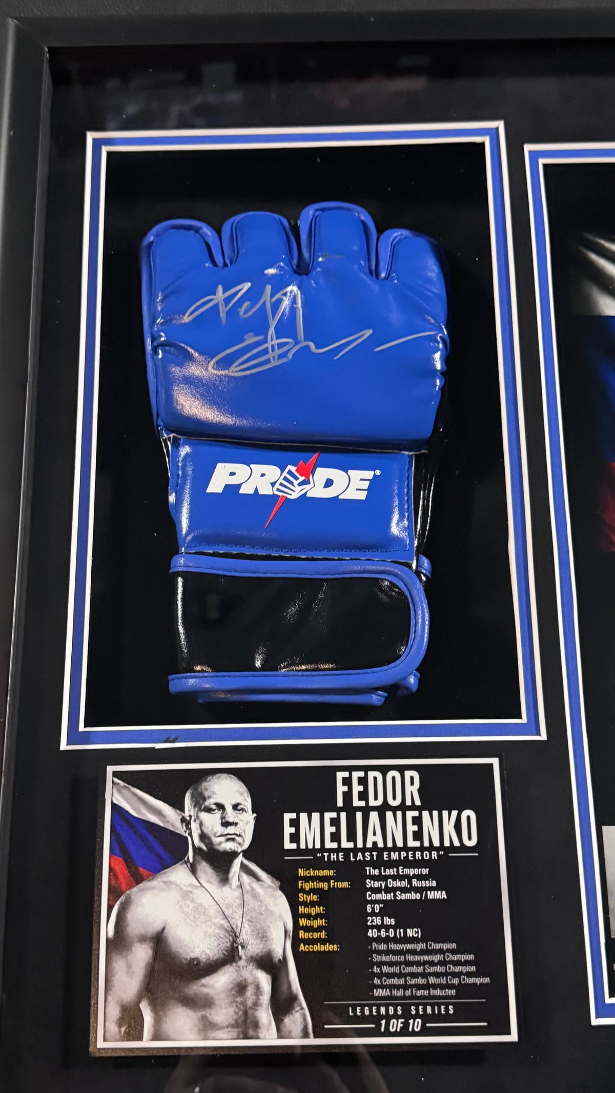 Fedor Emelianenko Signed PRIDE FC Glove Shadow Box | MMA Legend | Limited 1/10