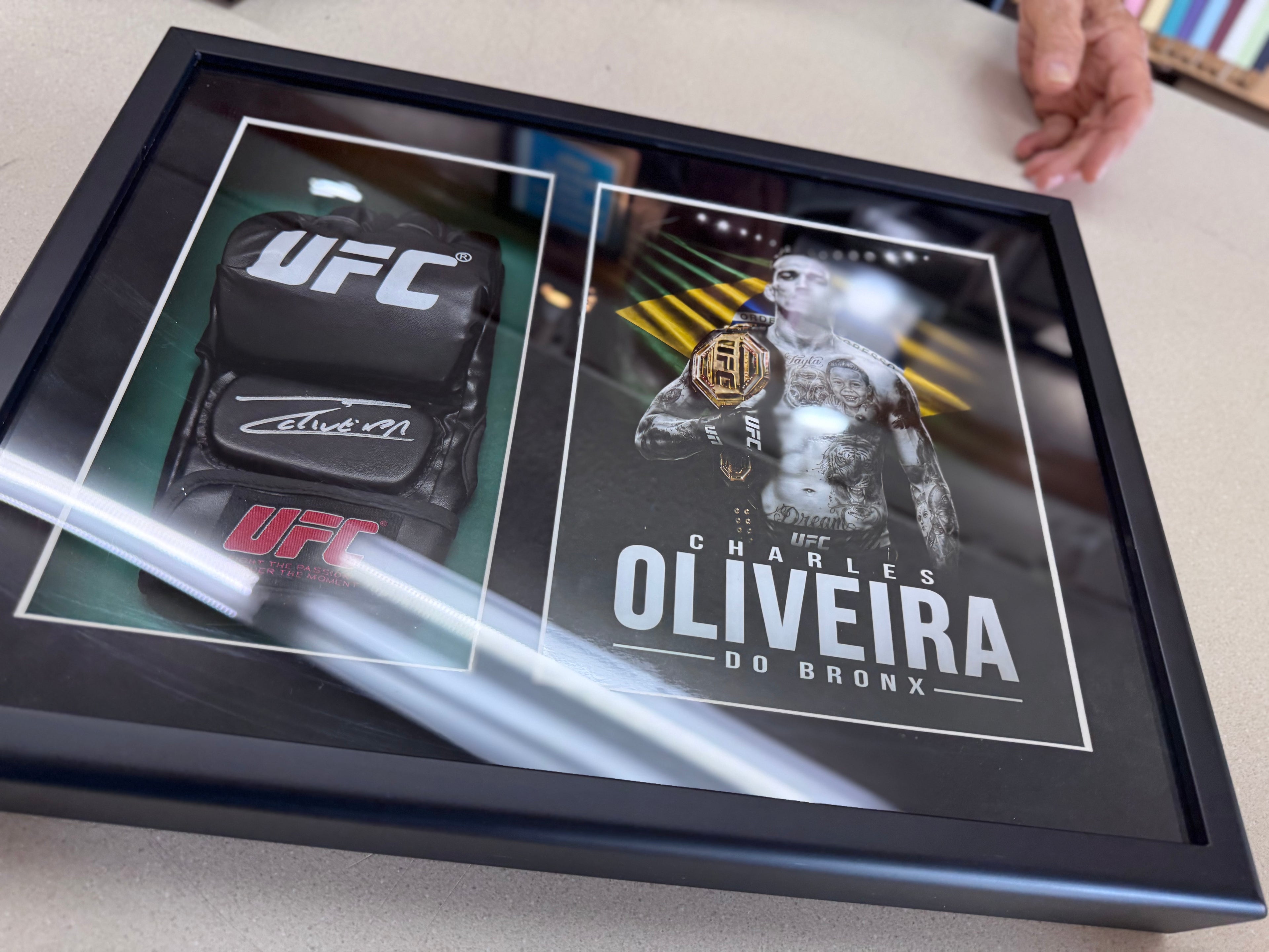 CHARLES OLIVEIRA Signed UFC Glove Shadow Box BAS Gallery Ed 18x14 Custom art