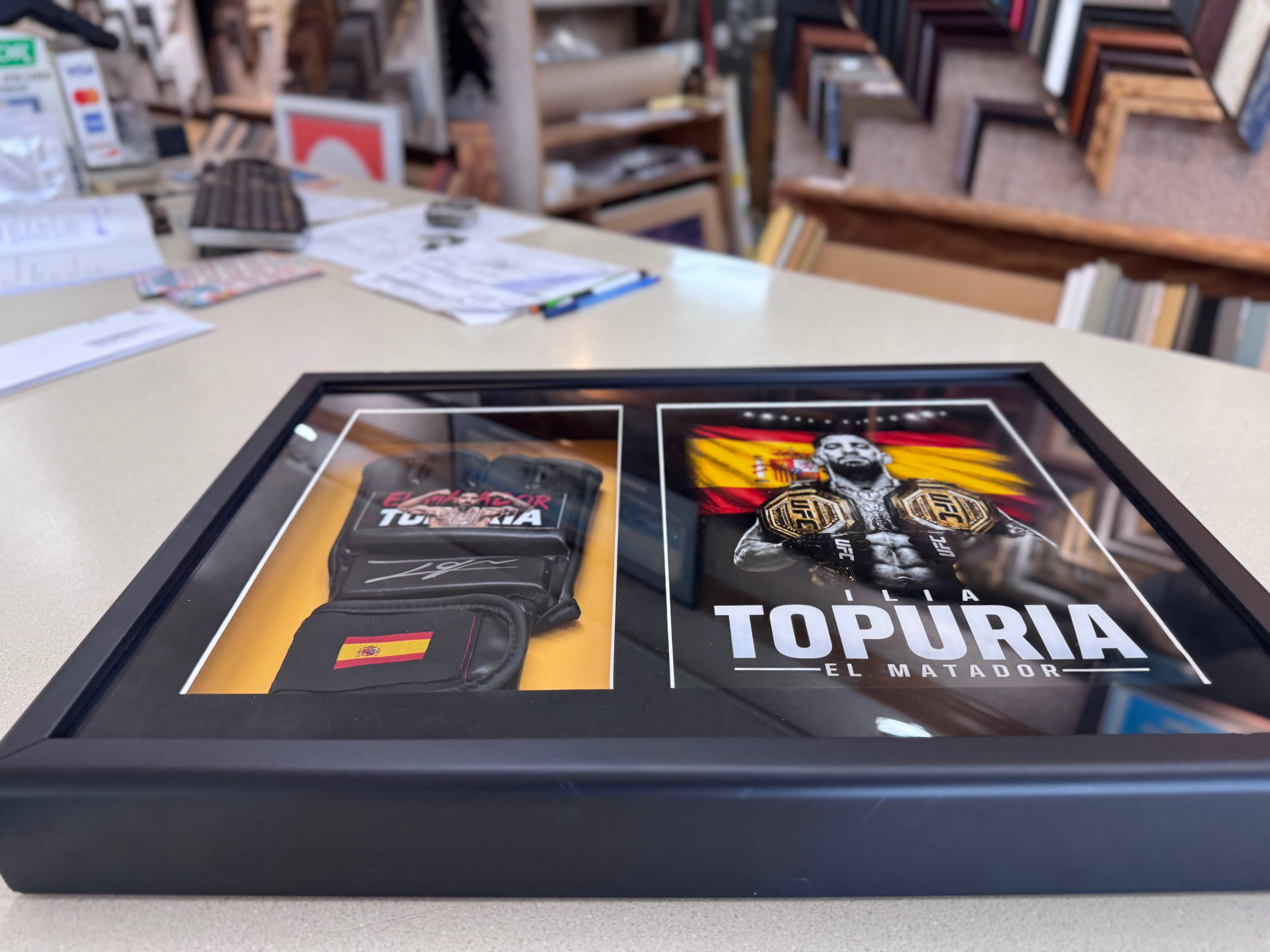 Ilia Topuria Signed UFC Glove Shadow Box Gallery Edition 18x14 Custom Art  professionally authenticated