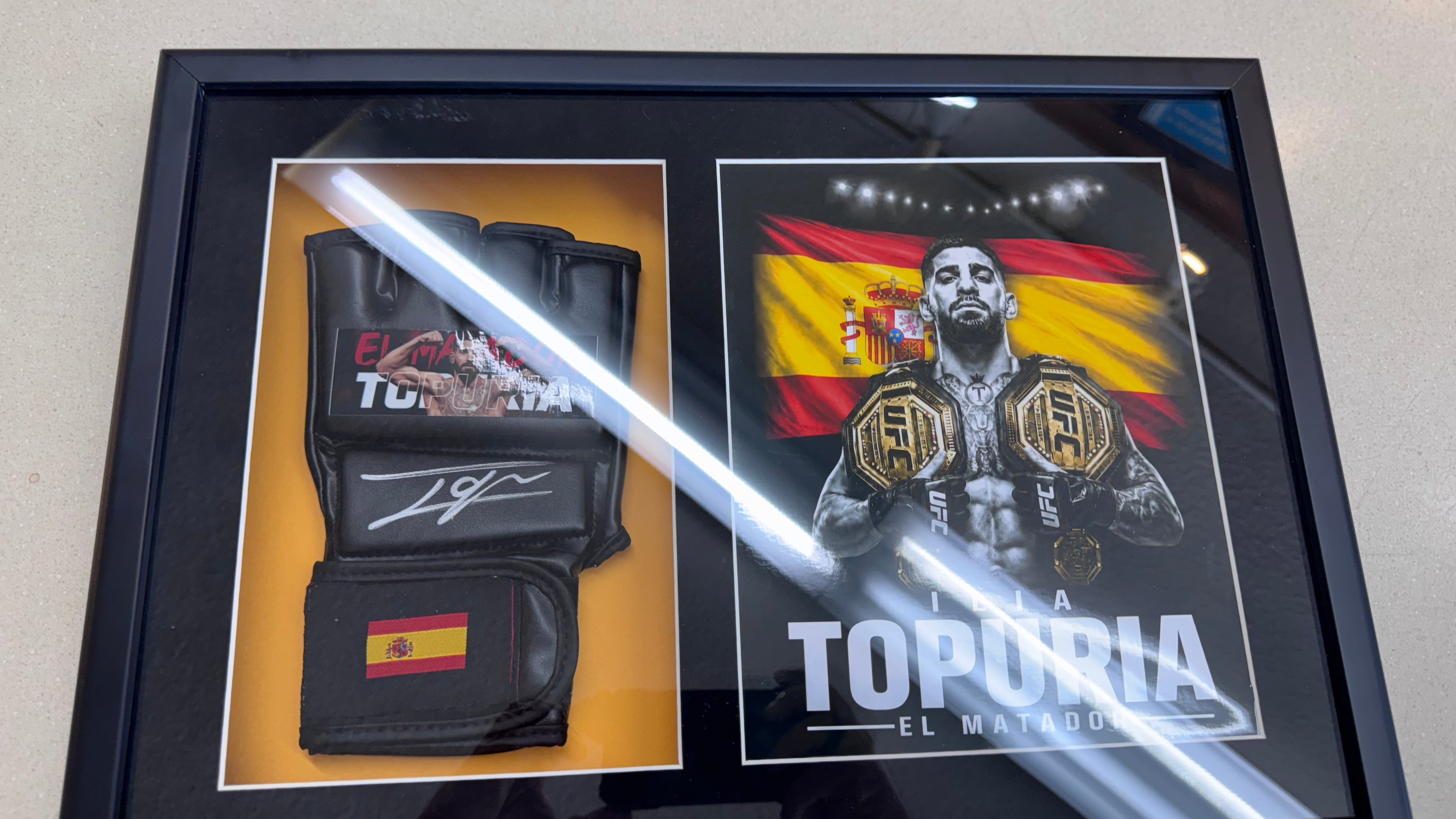 Ilia Topuria Signed UFC Glove Shadow Box Gallery Edition 18x14 Custom Art  professionally authenticated