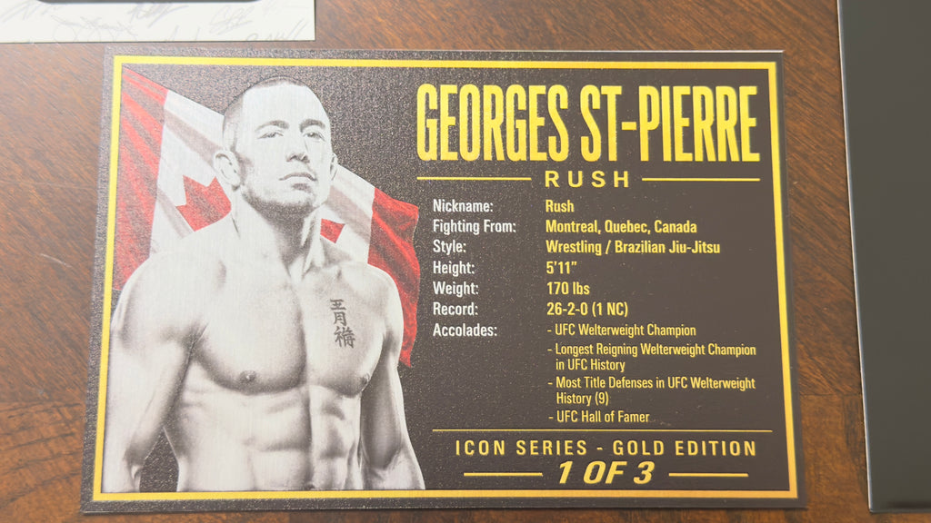 Georges St-Pierre “Rush” Signed UFC Glove — Icon Gold Series 1 of 3