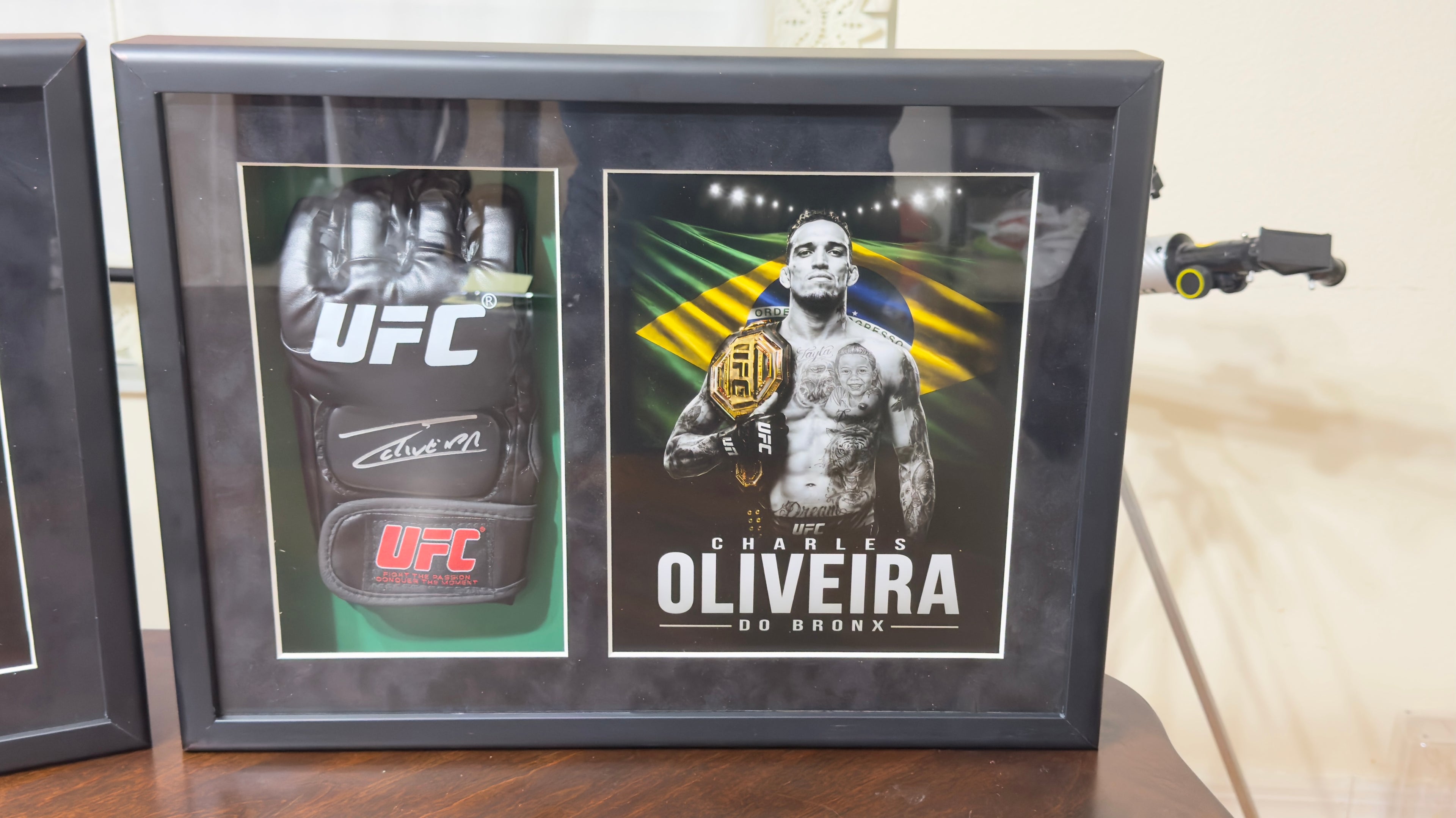 CHARLES OLIVEIRA Signed UFC Glove Shadow Box BAS Gallery Ed 18x14 Custom art