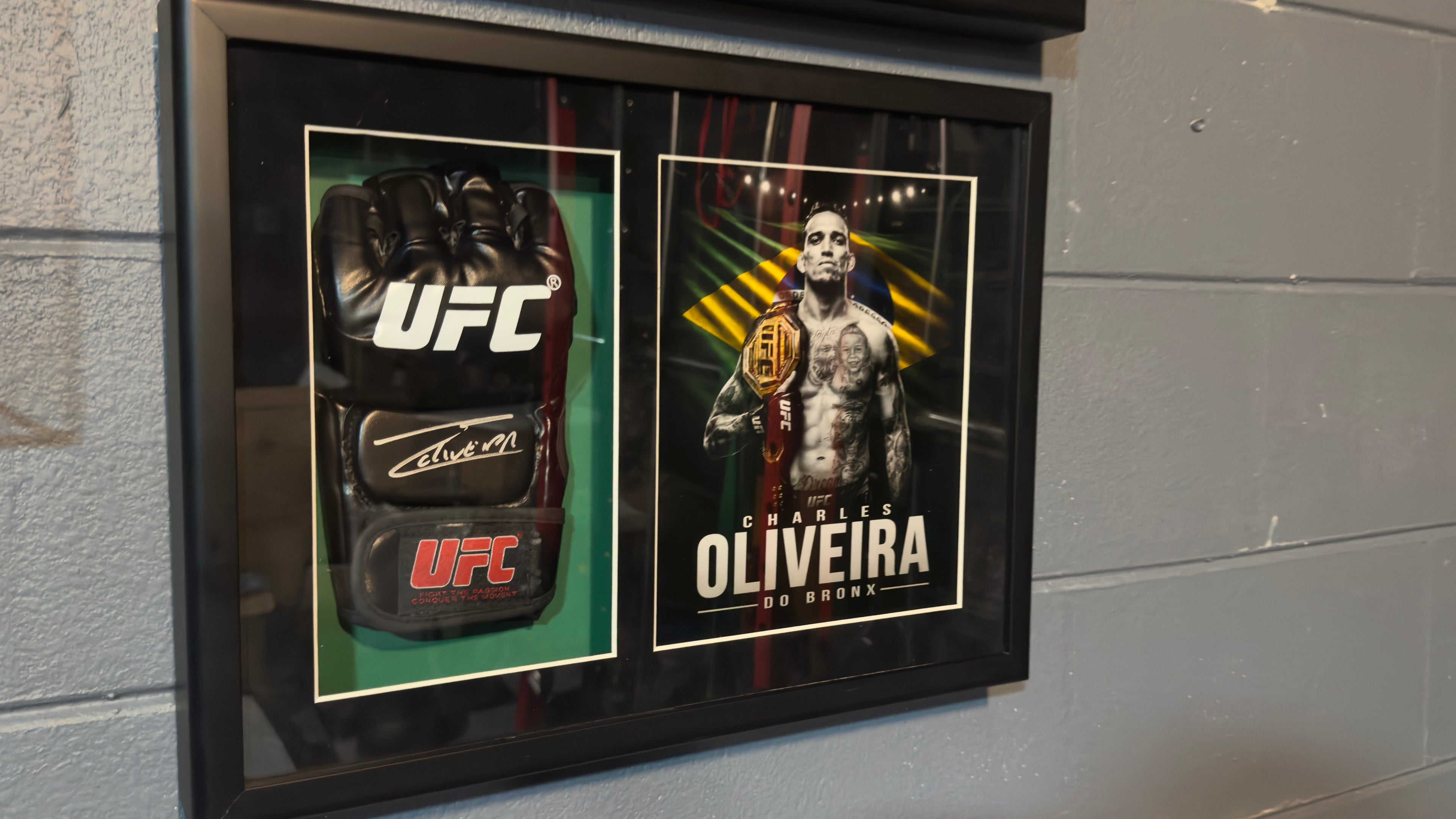CHARLES OLIVEIRA Signed UFC Glove Shadow Box BAS Gallery Ed 18x14 Custom art