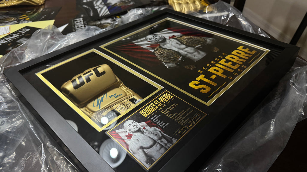 Georges St-Pierre “Rush” Signed UFC Glove — Icon Gold Series 1 of 3