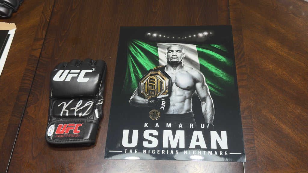Kamaru Usman autographed UFC glove JSA authenticated CM32000
