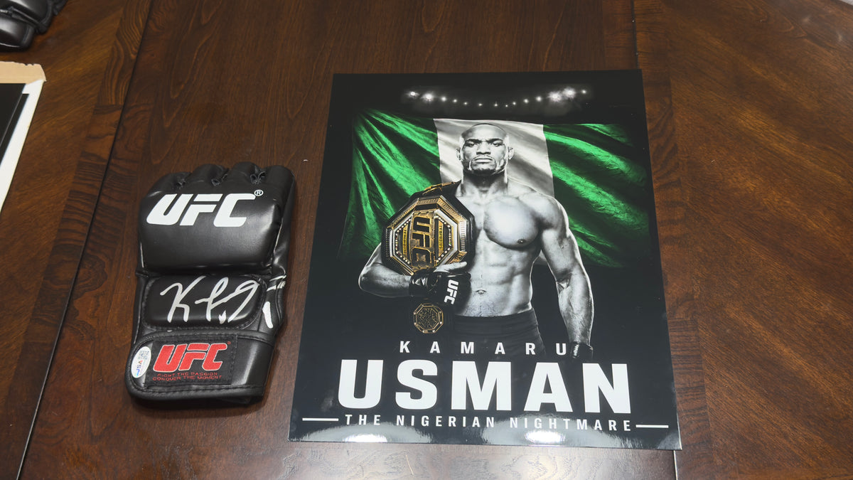 Kamaru Usman autographed UFC glove JSA authenticated CM32000