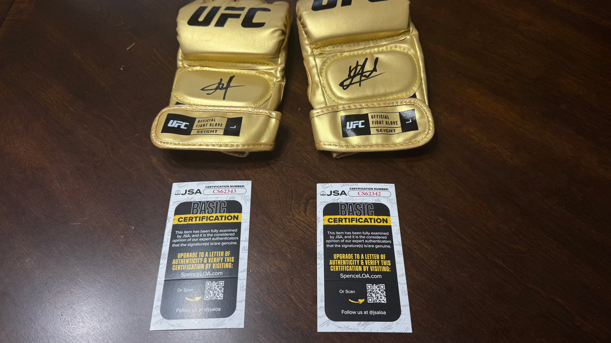 Islam Makhachev Signed Gold UFC Glove JSA Authenticated – Champion Gold Series Limited Edition 1 of 10