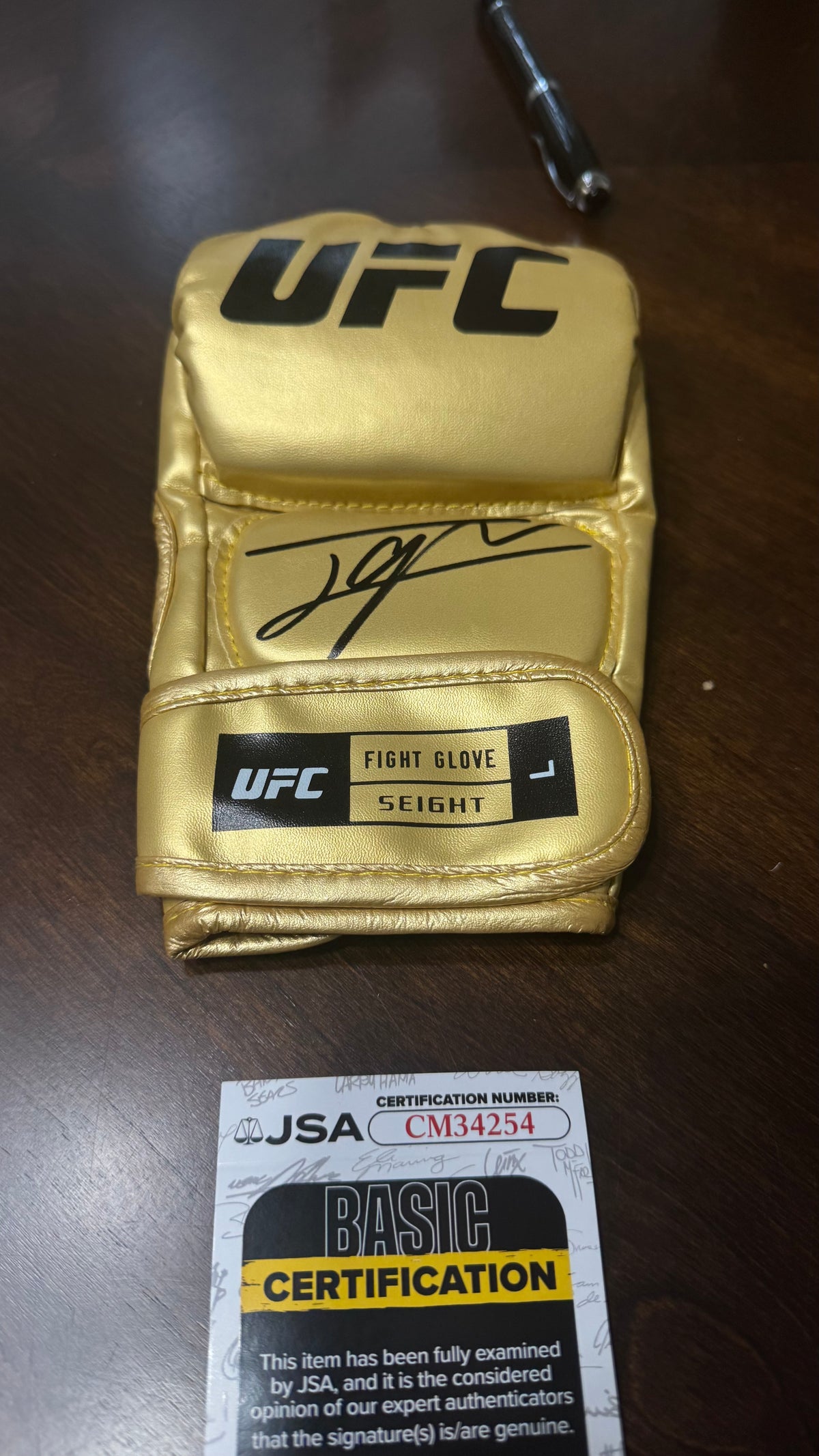 Ilia Topuria Signed Gold UFC Glove JSA Authenticated – Champion Gold Series Limited Edition 1 of 10
