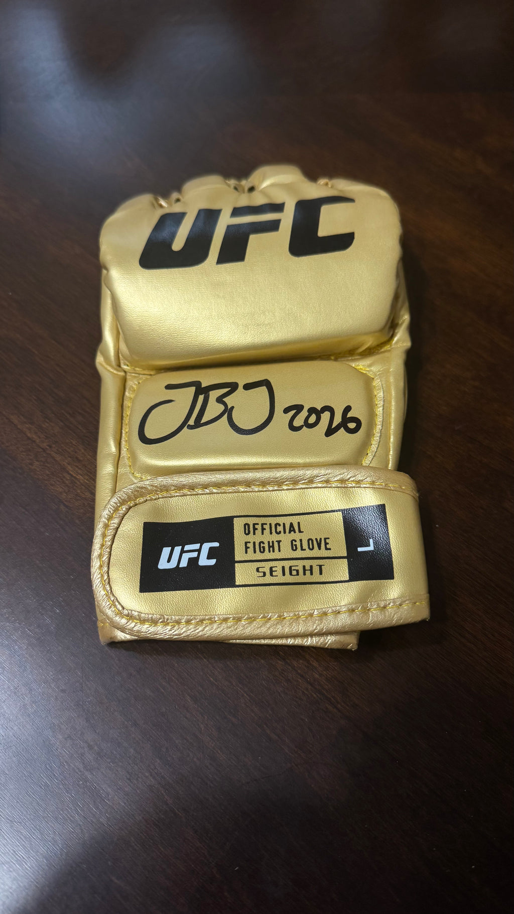 Jon Jones Signed Gold UFC Glove Beckett Authenticated Champion Gold Series Shadow Box – Limited Edition 1 of 10
