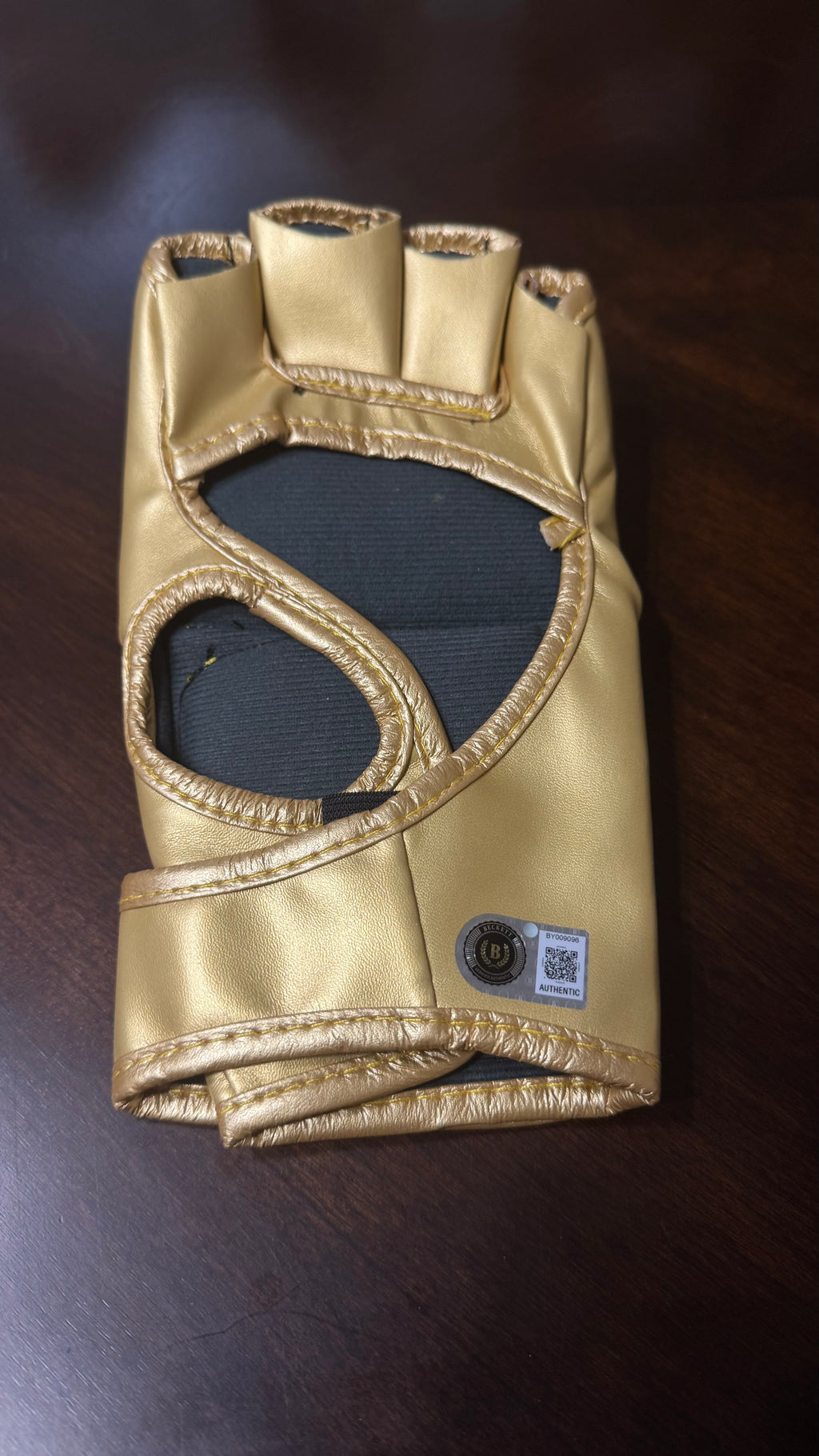 Jon Jones Signed Gold UFC Glove Beckett Authenticated Champion Gold Series Shadow Box – Limited Edition 1 of 10