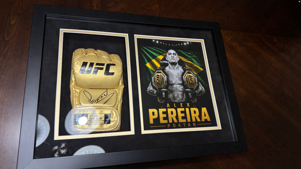 Alex Pereira Signed Gold UFC Glove – Beckett Authenticated Gallery Gold Display