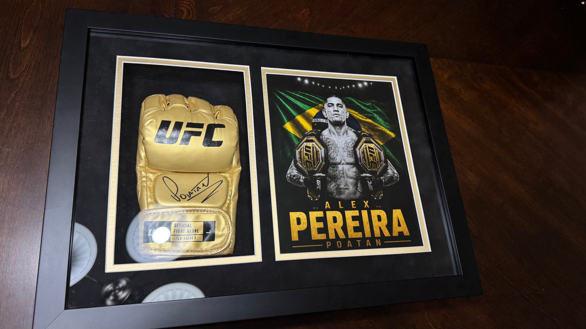 Alex Pereira Signed Gold UFC Glove – Beckett Authenticated Gallery Gold Display