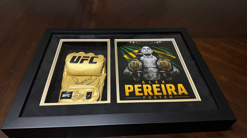 Alex Pereira Signed Gold UFC Glove – Beckett Authenticated Gallery Gold Display