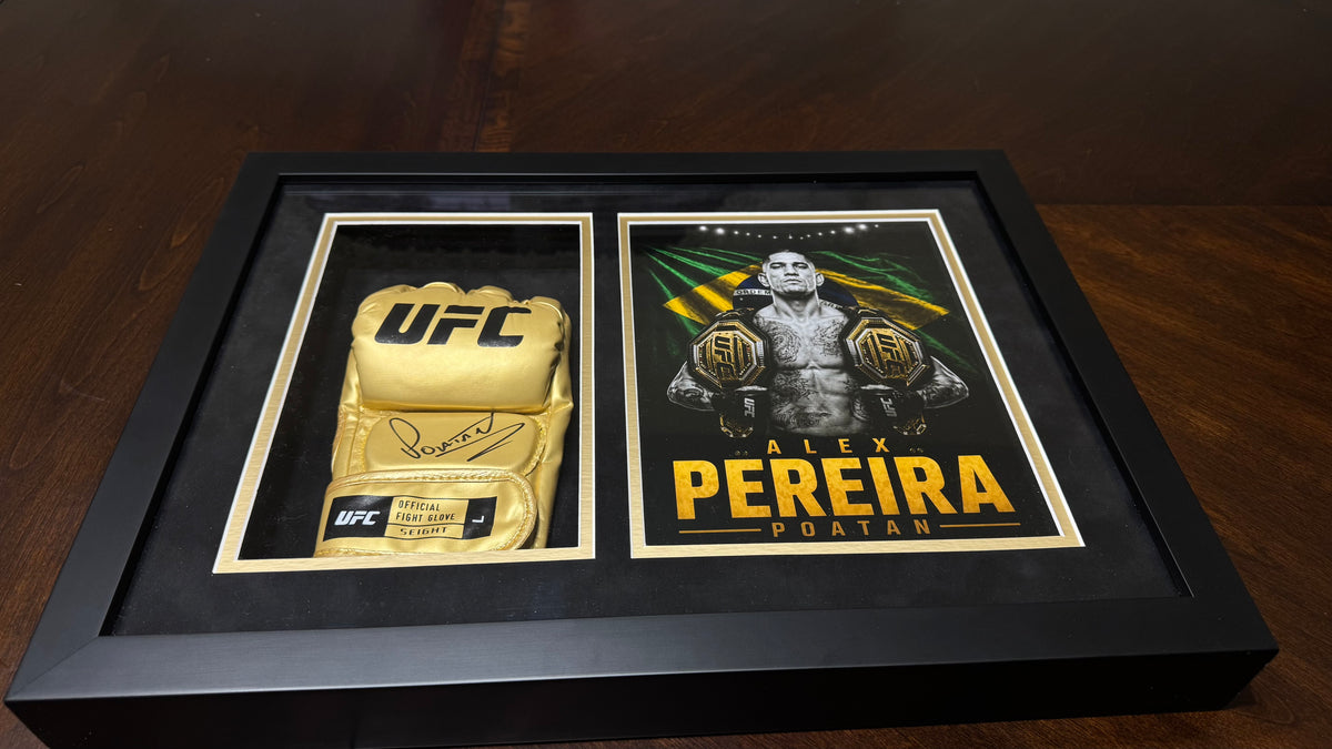 Alex Pereira Signed Gold UFC Glove – Beckett Authenticated Gallery Gold Display